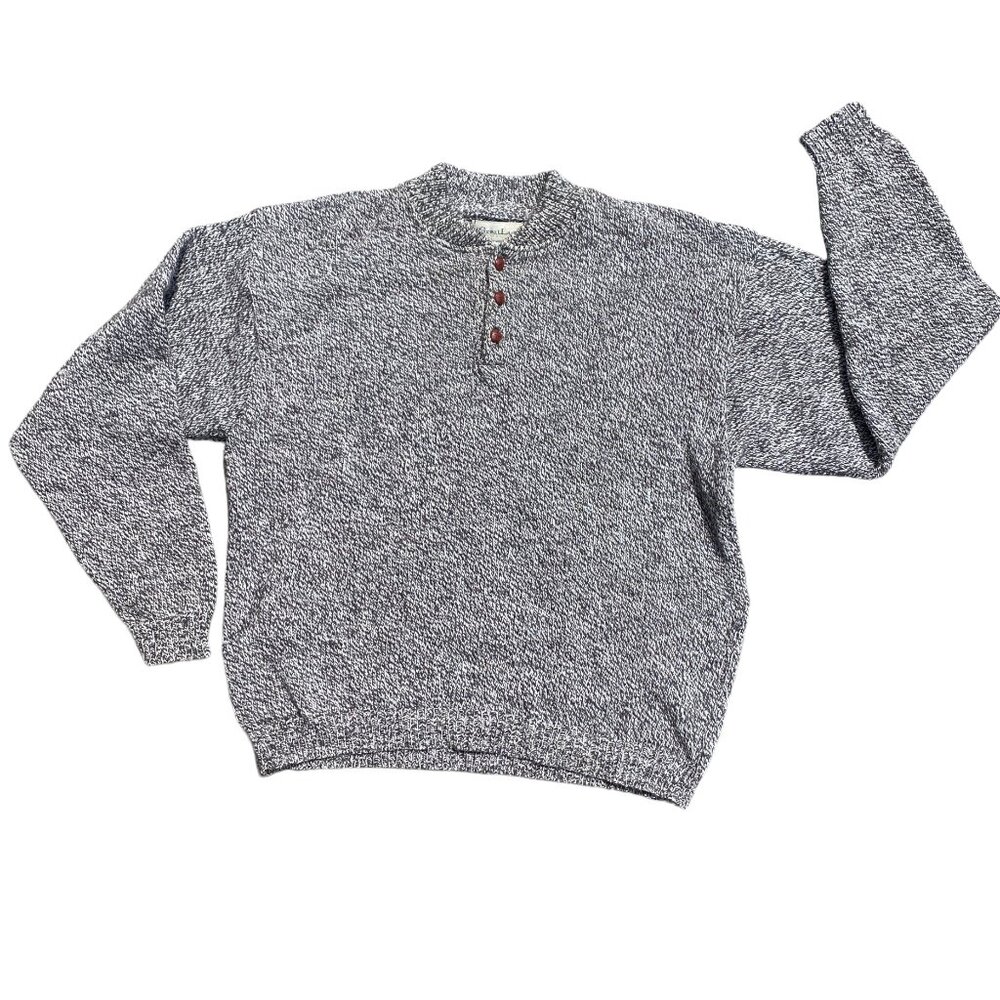 Vintage GreatLand Wool Henley Grandpa Sweater Aprés-Ski Coast Cabin Nautical-XL